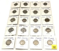 Lot, Canadian nickels, 20 pcs.