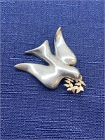 Sterling silver dove brooch