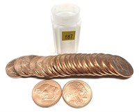 Roll of 1 oz. copper rounds, 20 pcs.