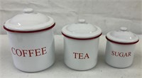 White Enamel Canister Set