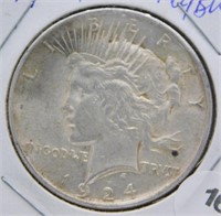 1924 Peace Silver Dollar AU/BU.