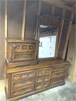 VINTAGE OAK DRESSER W/ MIRROR