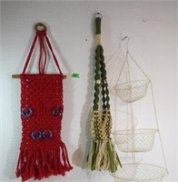 Hanging 3 Tier Basket & 2 Macrame Hangers