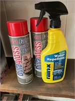 Water repellent, and fabric cleaner