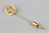 Gold Tone & Diamond Lion Stick Pin.
