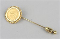 14K Gold Peso Stick Pin.