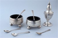 Pair of Exeter Sterling Silver Salts with Spoons,