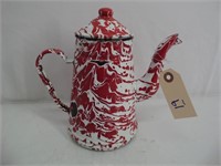Enamel Red & White Tea Pot