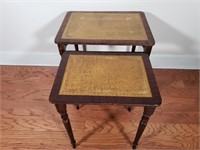 Antique Nesting Tables - leather inlay