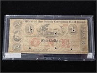 1861 Office of the South Carolina Railroad $1 Note