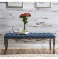 Noble House Tassia Navy Blue Upholstered Bench