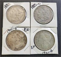 4 US Silver Morgan Dollars
