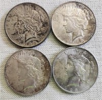 4 US Silver Peace Dollars 1922 & 1923