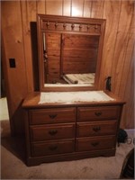 Vintage wooden 6 drawer dresser with mirror