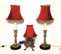 Pair of Candle Stick Lamps & Composite