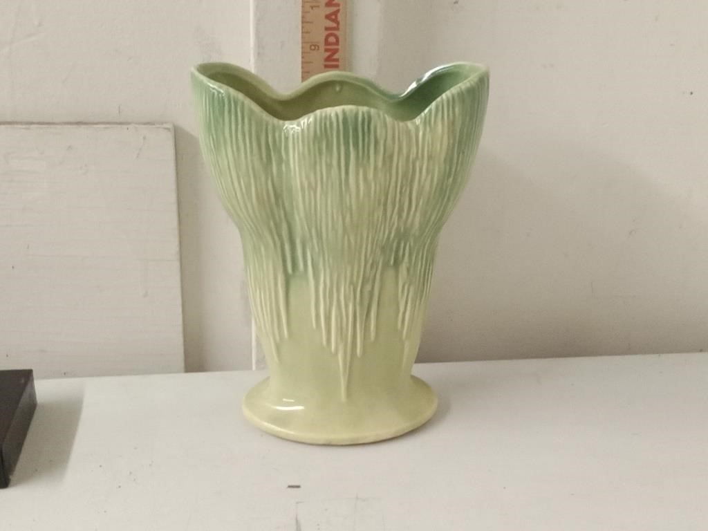 1950's McCoy pottery 2 tone green asparagus 8.5"