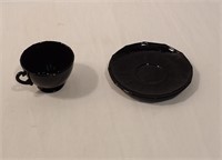 Black Glass Cup and Saucer