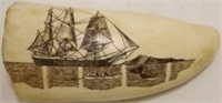 CONTEMPORARY SCRIMSHAW WHALESTOOTH BY ROBERT