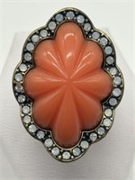 Chloe &  Isabel Faux Coral & Crystal Fancy Ring