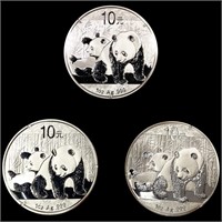 (3) 2010 China 1oz Silver 10 Yuan GEM PROOF