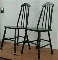 2 vintage hardwood kitchen chairs