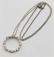 Sterling Italy Chain Necklace W Circle Pendant