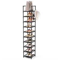 Tall Narrow Shoe Rack for Entryway, 10-Tier Sturdy
