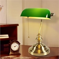 Appears NEW! JEUNEU Green Glass Bankers Desk Lamp