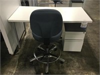 Lab Desk with Chair and Filing Cabinet