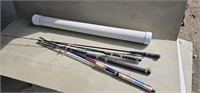 (4) Spinning Rods & Fishing Rod Case