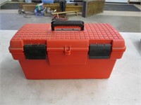 Plastic tool box w/sockets & misc