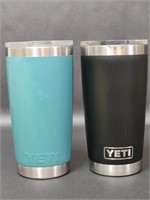 Black and Teal Stainless Steel Yeti Tumblers