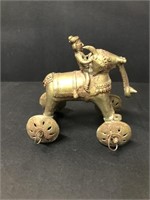 Vtg decorative elephant on wheels. temple toy