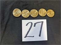 5 Andrew Jackson Dollar Coins