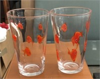 (2) Crate & Barrel Goldfish Glassware