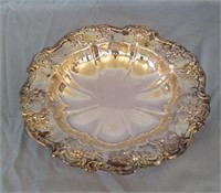 Silver plated bowl with flower pattern