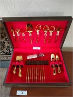 Rogers 10 place gold plated flatware set