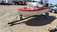 1960's Anchor 14ft Fiberglass Boat c/w 50 HP Mercu