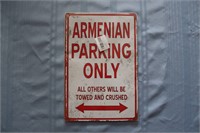 Retro Tin Sign: Armenian Parking Only