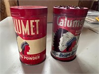 2 CALUMET BAKING POWDER CANS
