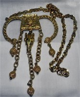 Vtg Judaica SUL Rams Head Shield Necklace