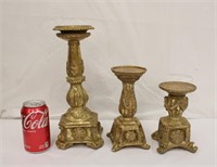 Set of 3 Elements Gold Colored Candle Holders
