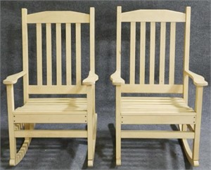 Pair Wooden Amish Rocking Chairs
