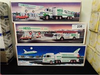 3 Vintage Hess trucks in boxes