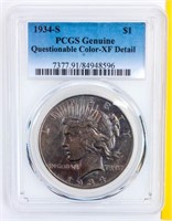 Coin 1934-S Peace Silver Dollar  PCGS XF*