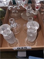 3 SETS VARIOUS CANDLE HOLDERS- 2 MATCHING 1 ODD