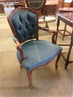 Snail Scroll Mahogany French Tufted Parlor Chair