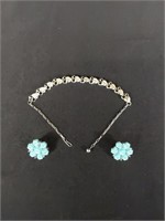 Gorgeous Retro Blue Clip on Earrings