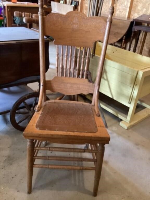 Double Press back oak chair