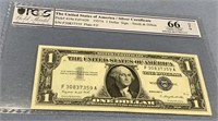 1957 A silver certificate 66 UNC by PCGS